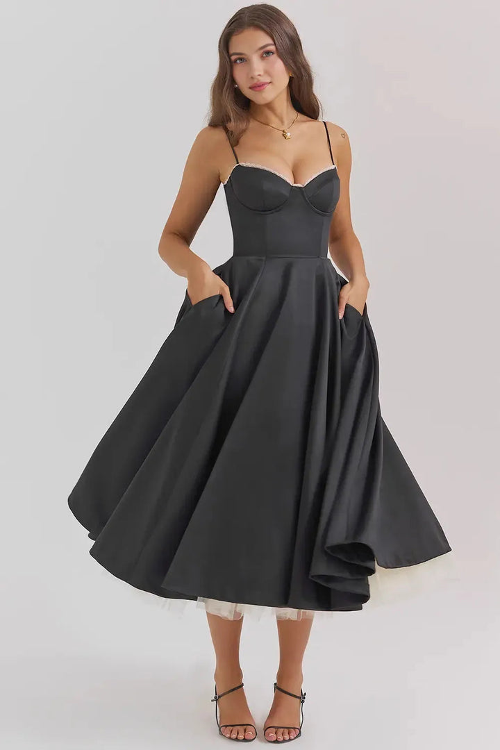 Cloe Midi Dress - Shapes the Waist | Double Layer