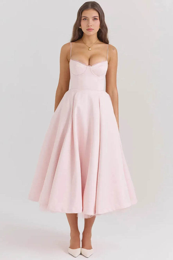Cloe Midi Dress - Shapes the Waist | Double Layer