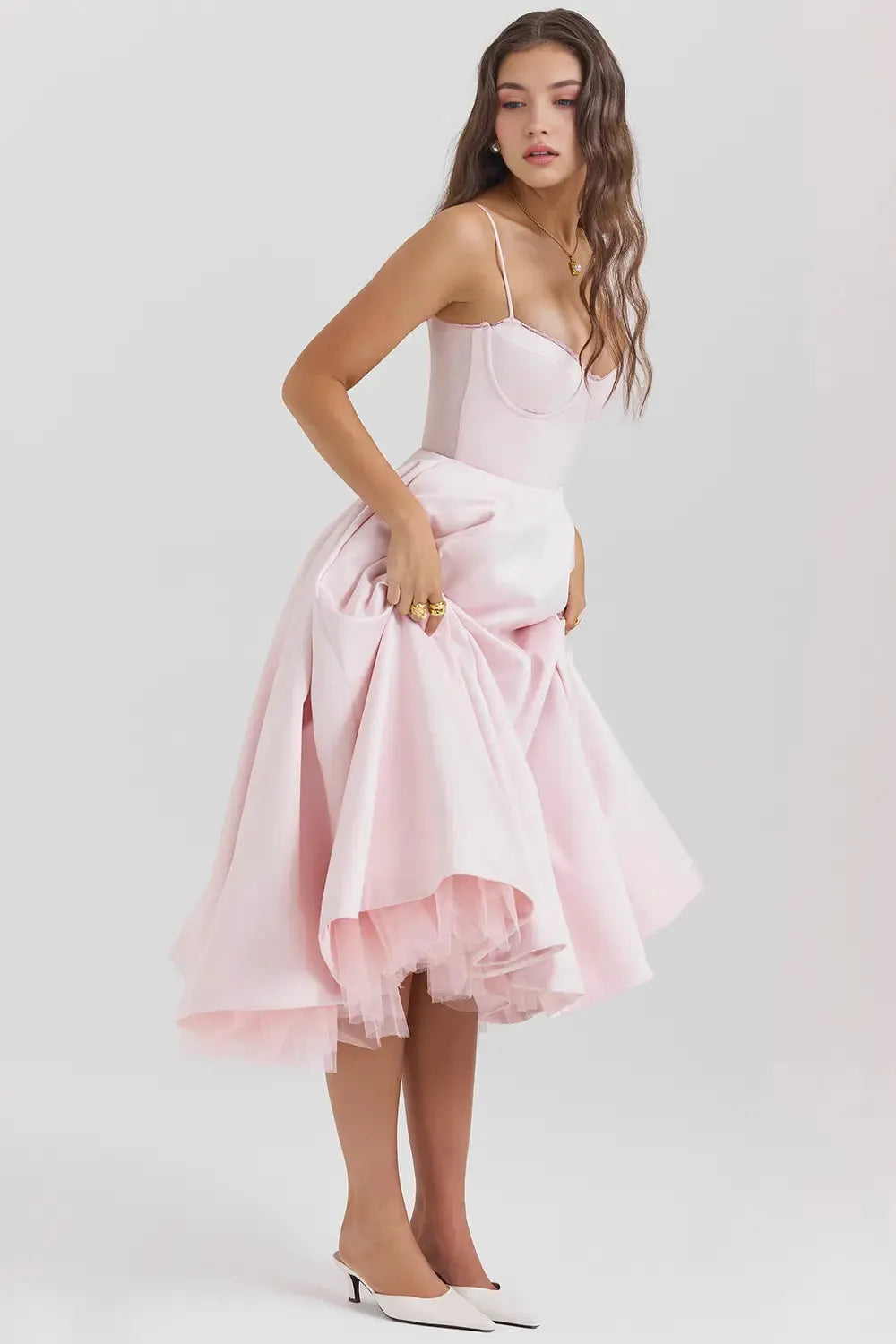 Cloe Midi Dress - Shapes the Waist | Double Layer