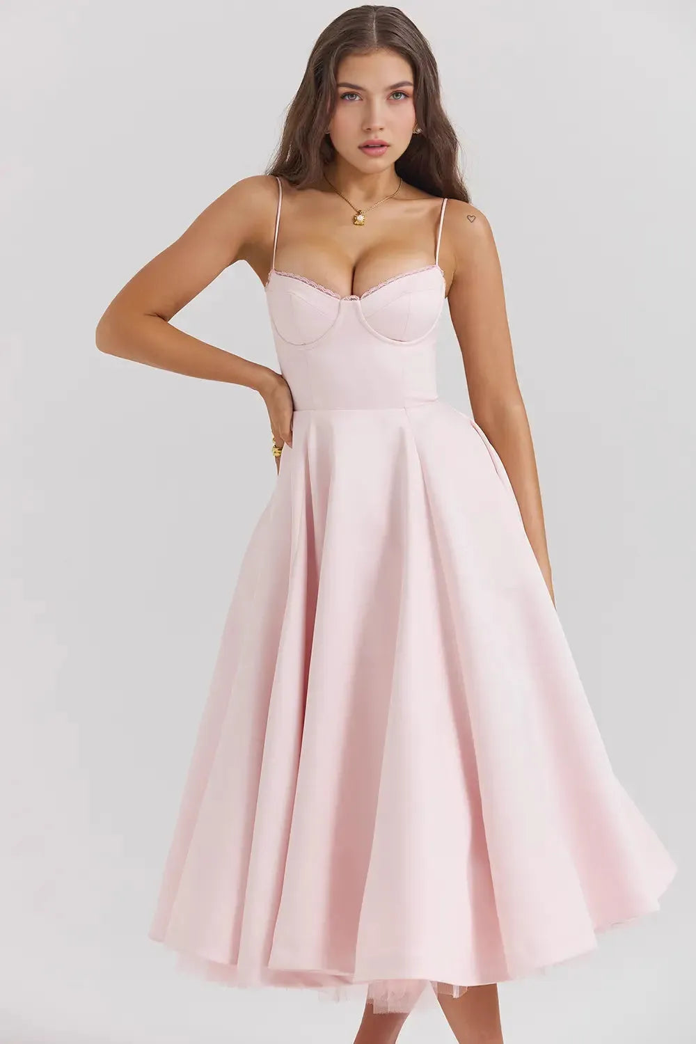 Cloe Midi Dress - Shapes the Waist | Double Layer