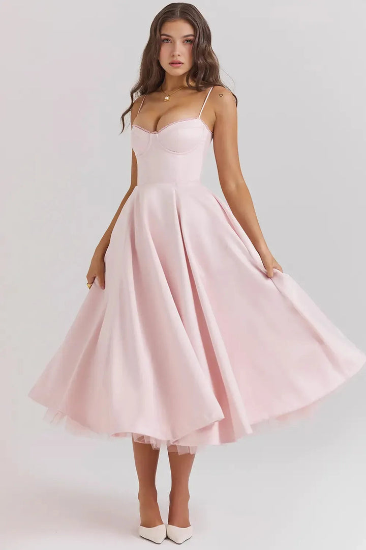 Cloe Midi Dress - Shapes the Waist | Double Layer