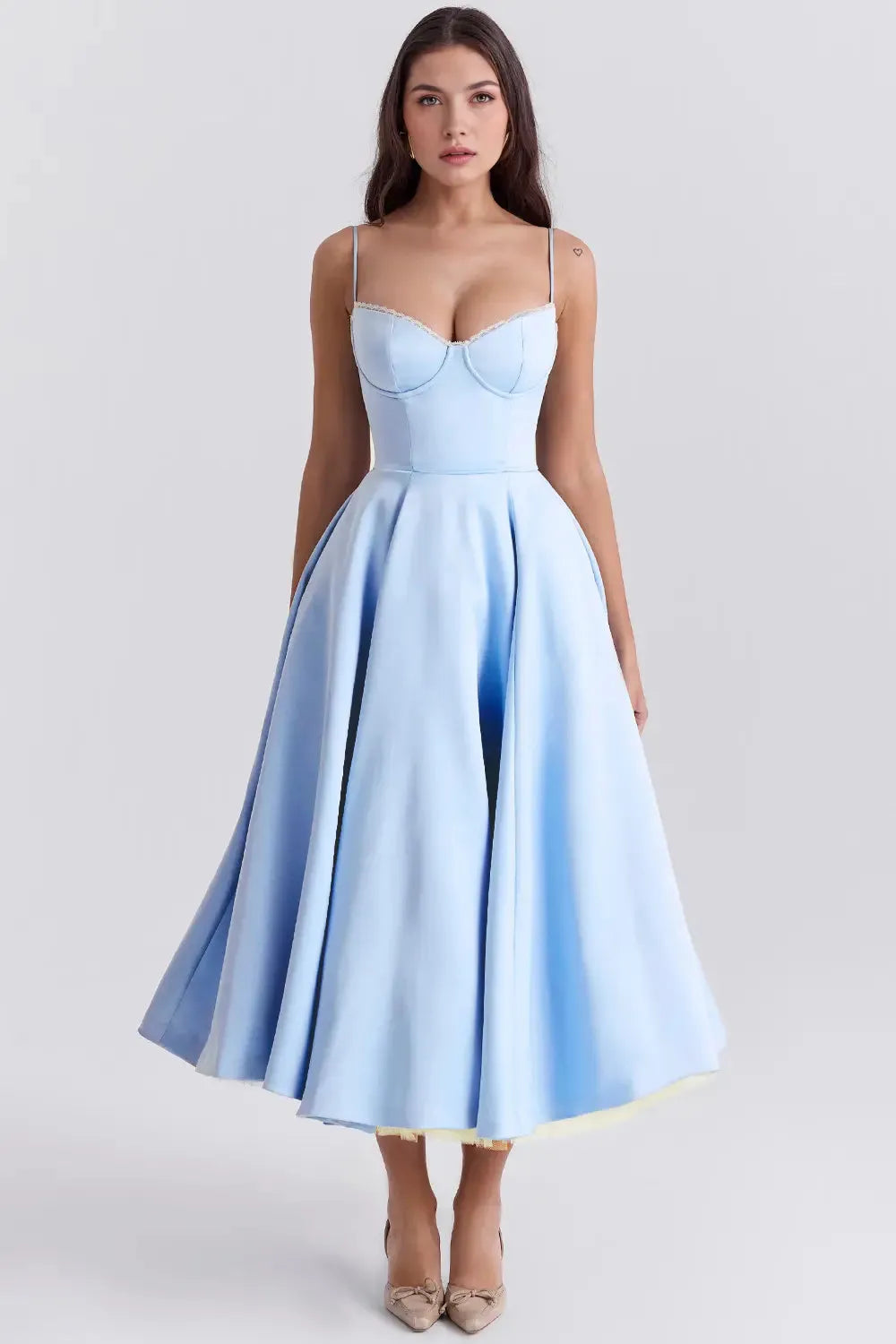 Cloe Midi Dress - Shapes the Waist | Double Layer