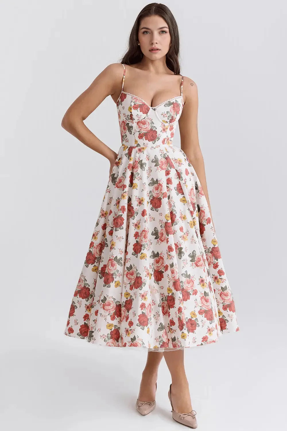 Cloe Midi Dress - Shapes the Waist | Double Layer