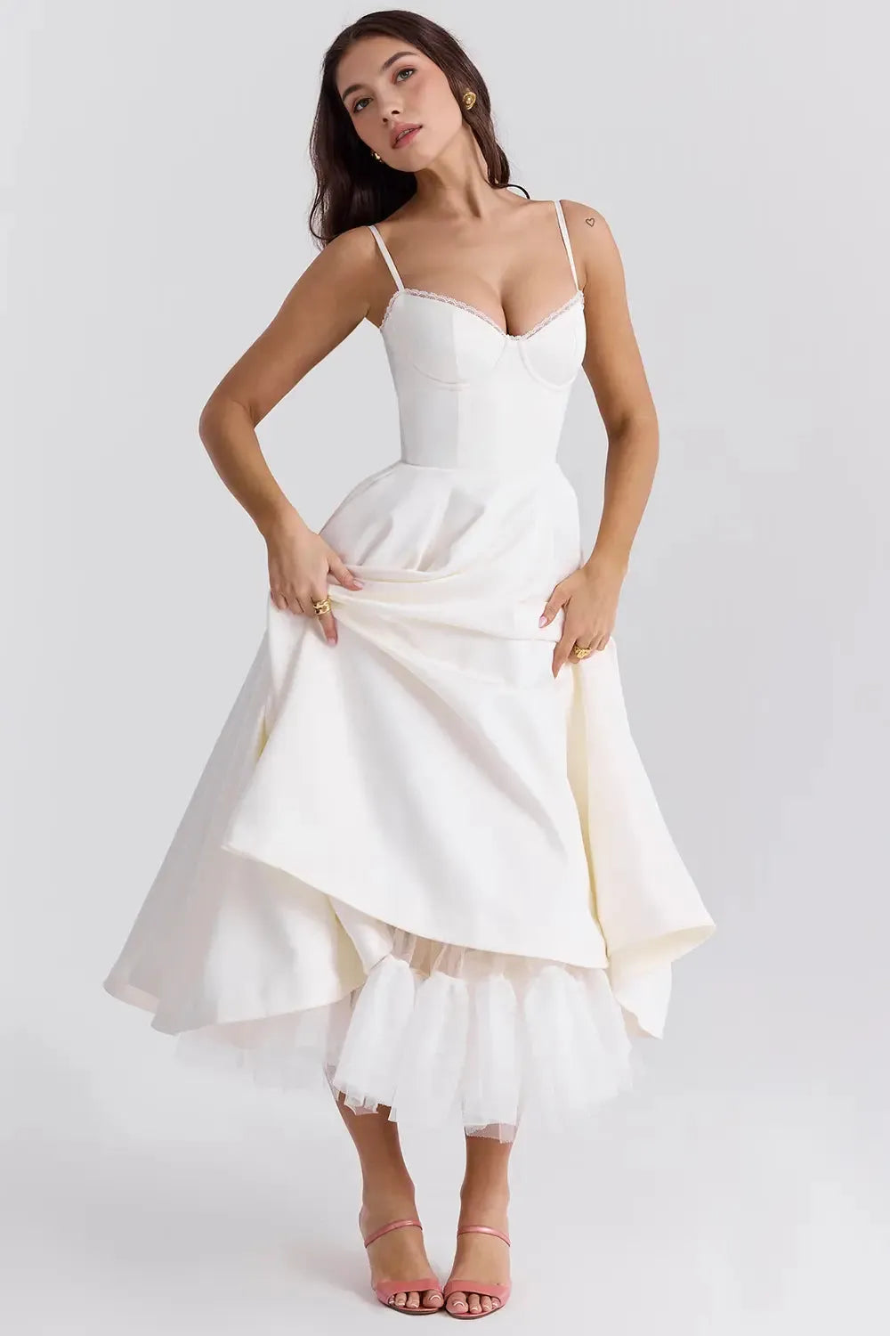 Cloe Midi Dress - Shapes the Waist | Double Layer