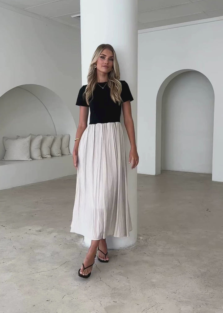 Riptide Maxi Dress - Beige Splice
