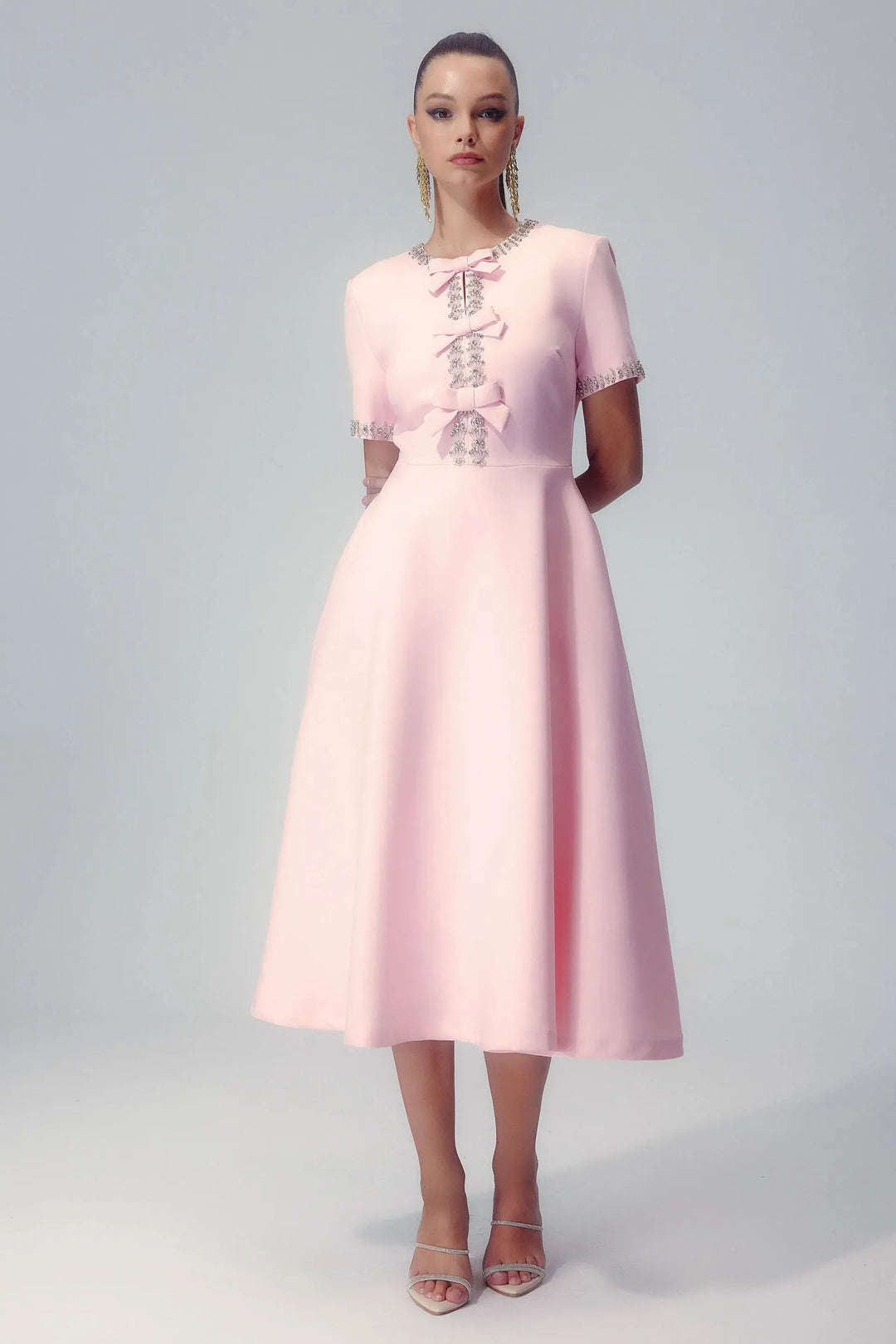 Zoe Bowknot Crystal-embellished Midi Dress