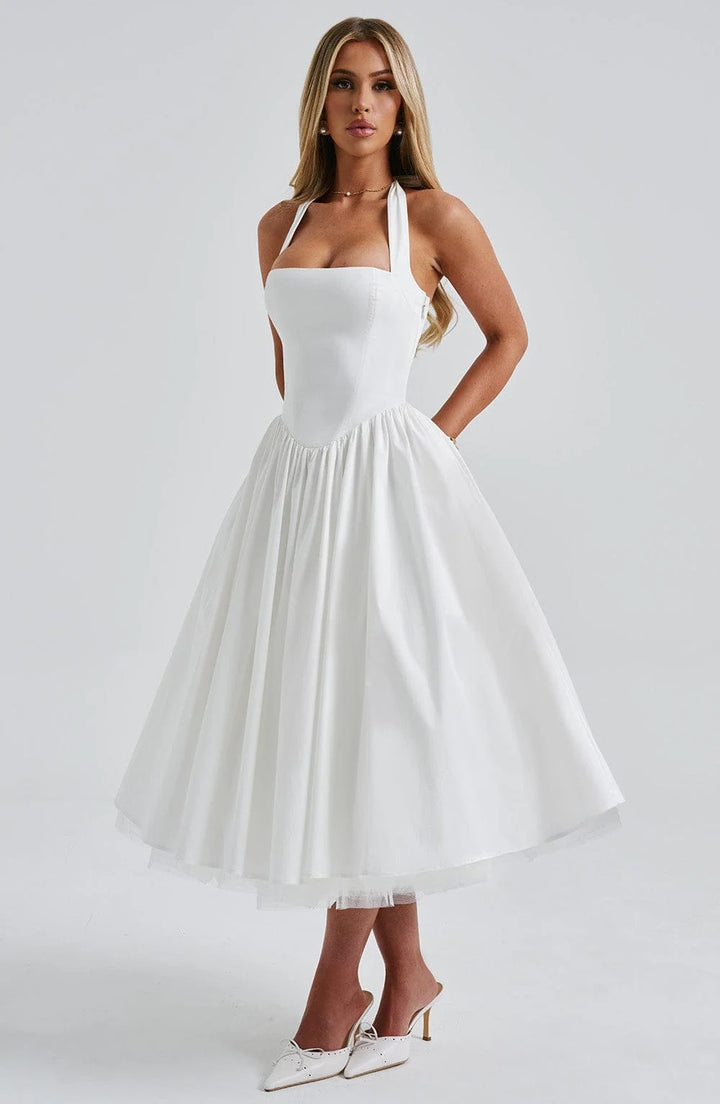 Monet Lace-up Corset Midi Dress