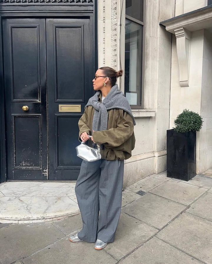 FAUX SUEDE BOMBER JACKET