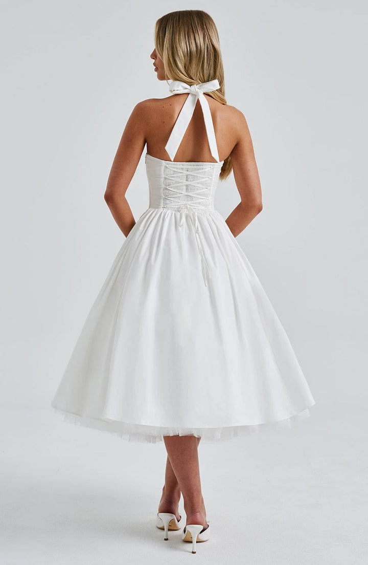 Monet Lace-up Corset Midi Dress