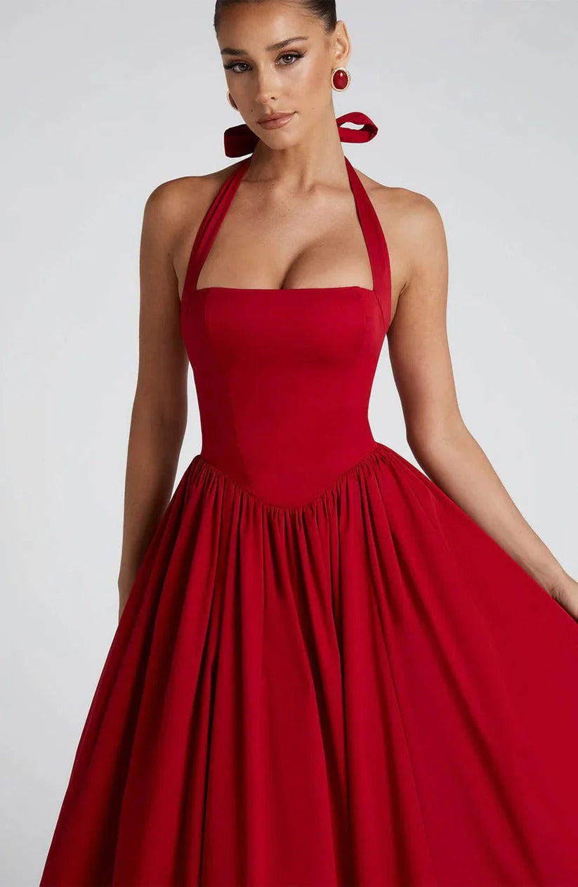 Monet Lace-up Corset Midi Dress