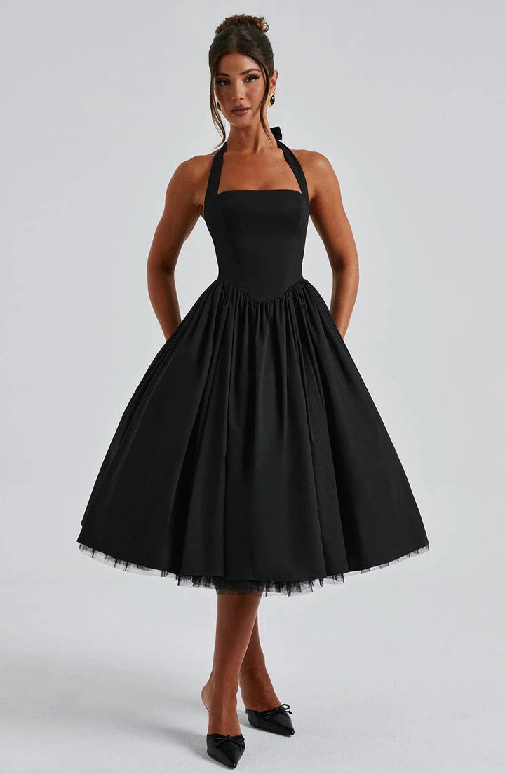 Monet Lace-up Corset Midi Dress