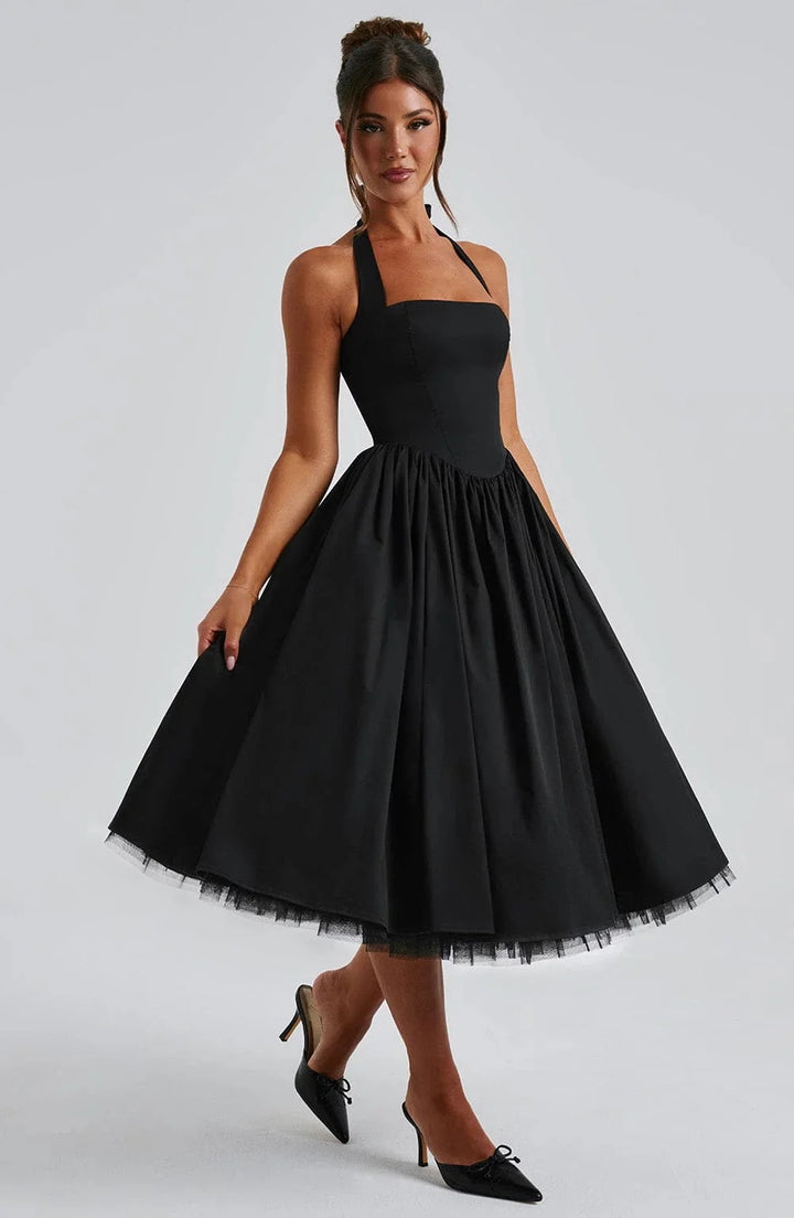 Monet Lace-up Corset Midi Dress