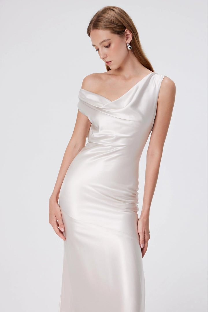 Tita Draped Maxi Gown - Pearl