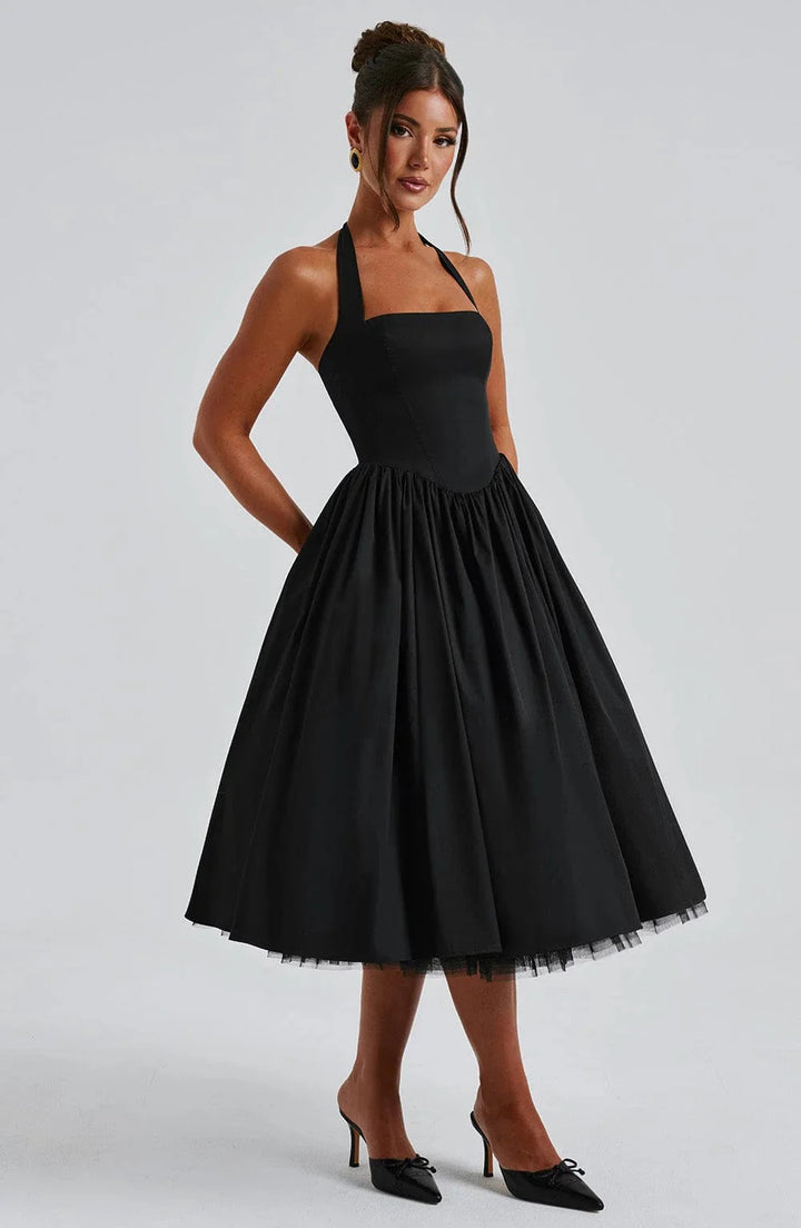 Monet Lace-up Corset Midi Dress