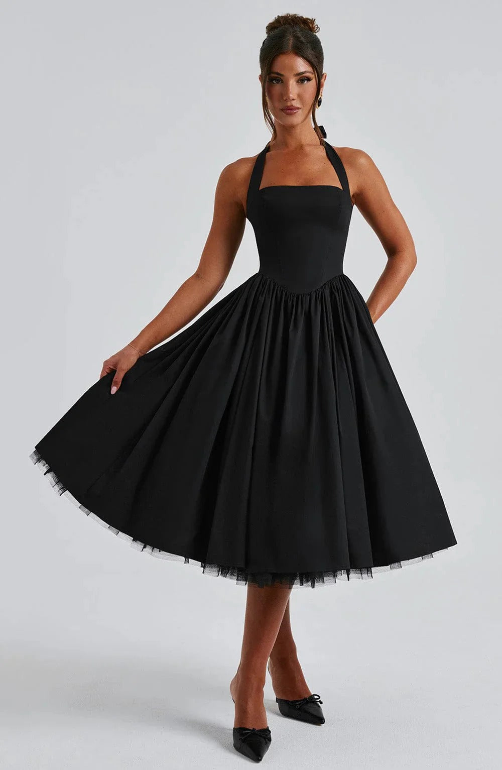 Monet Lace-up Corset Midi Dress