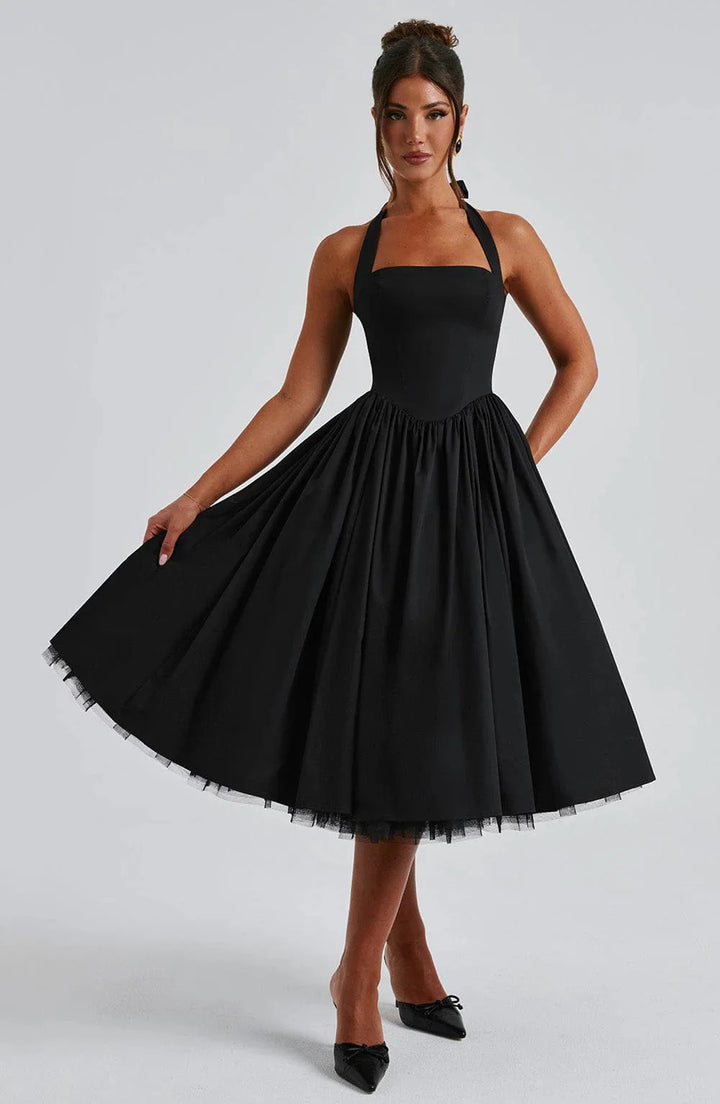 Monet Lace-up Corset Midi Dress