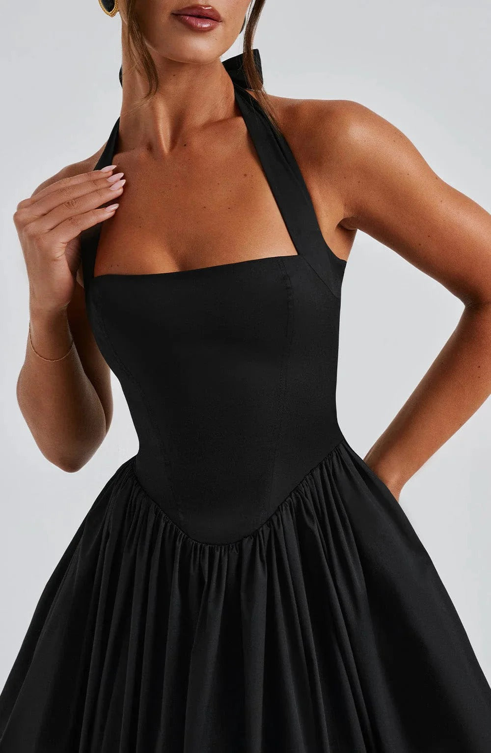 Monet Lace-up Corset Midi Dress