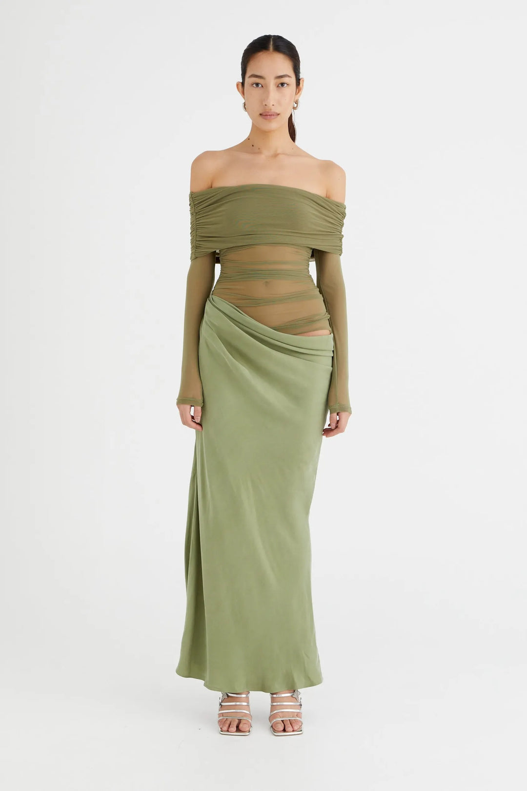 Sexy one-shoulder mesh dress