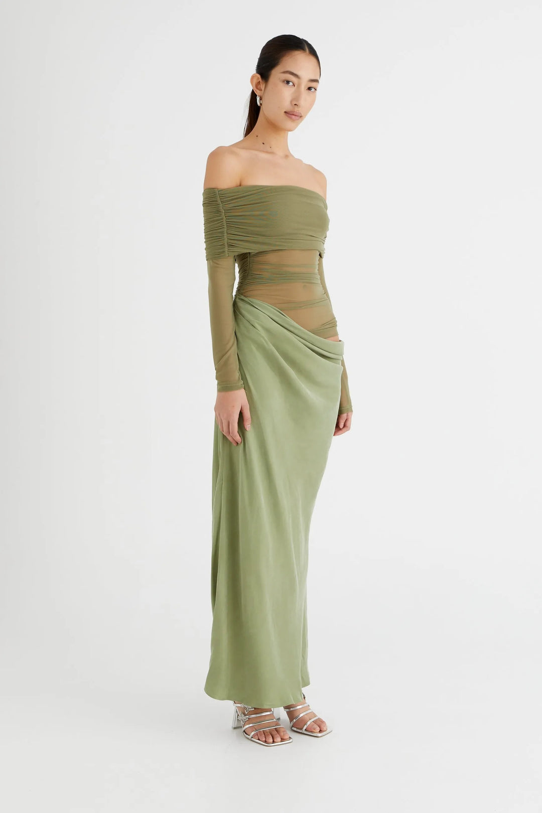 Sexy one-shoulder mesh dress