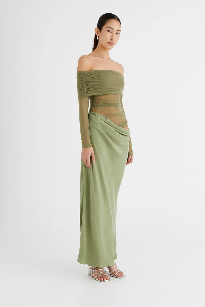 Sexy one-shoulder mesh dress