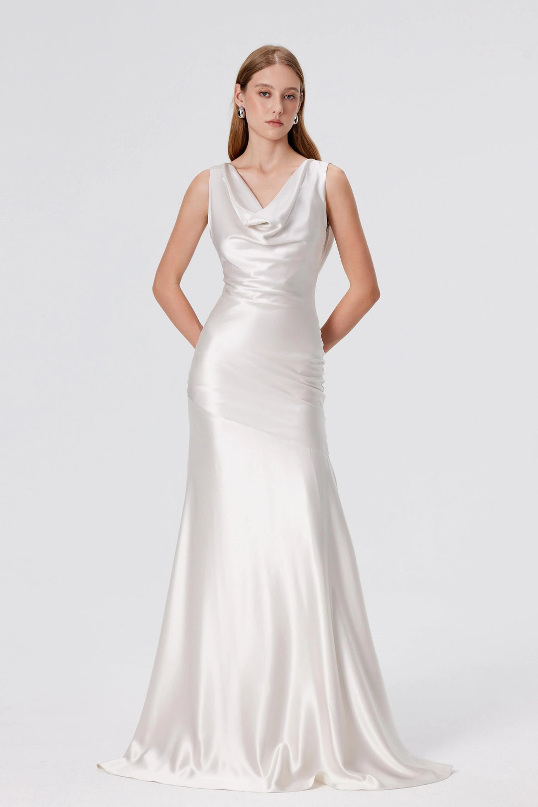 Tita Draped Maxi Gown - Pearl