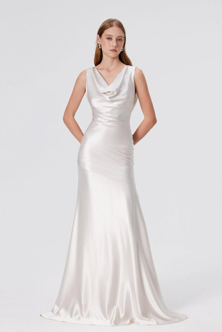 Tita Draped Maxi Gown - Pearl