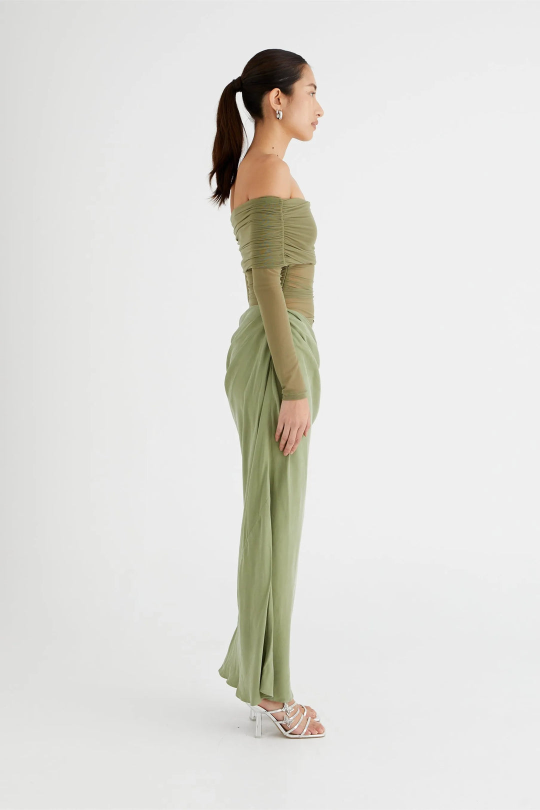 Sexy one-shoulder mesh dress