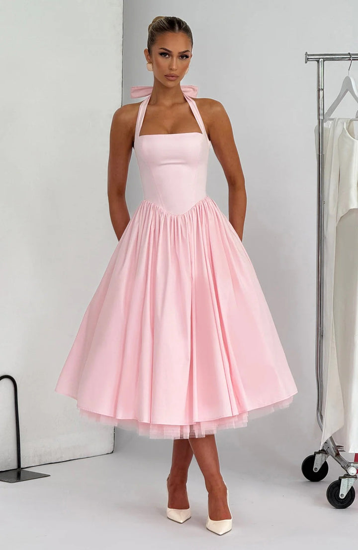 Monet Lace-up Corset Midi Dress