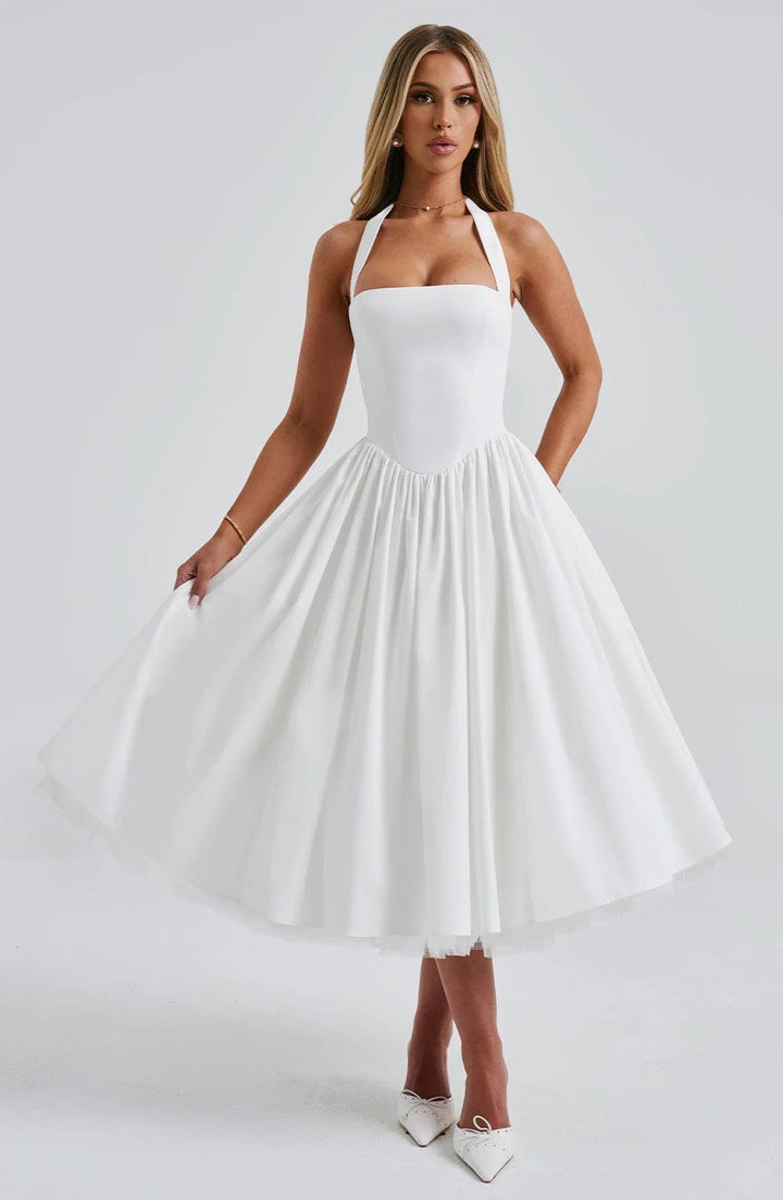 Monet Lace-up Corset Midi Dress