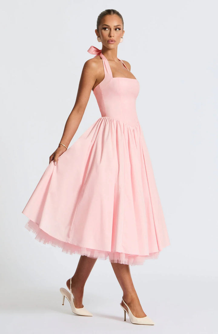 Monet Lace-up Corset Midi Dress