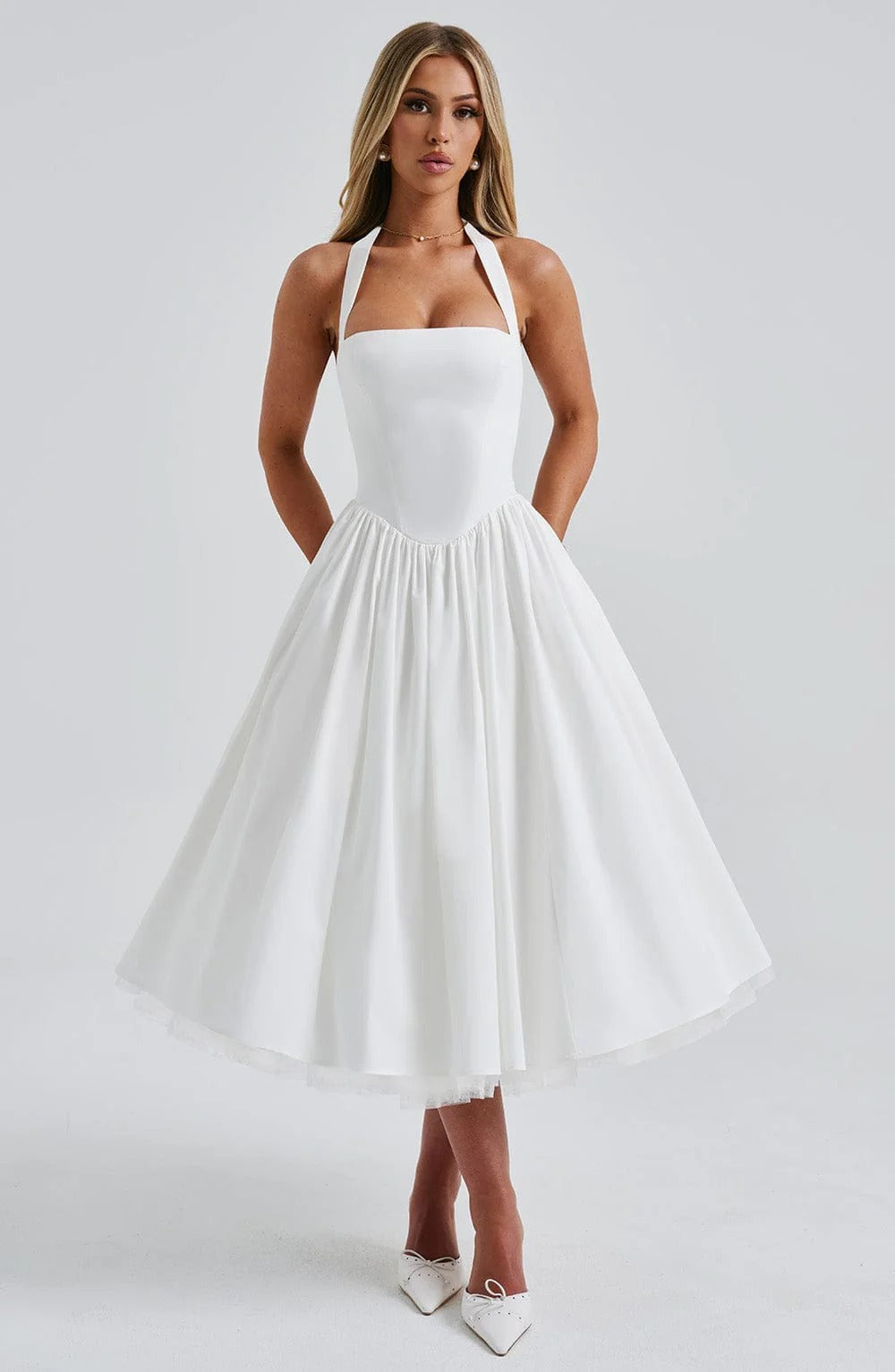 Monet Lace-up Corset Midi Dress