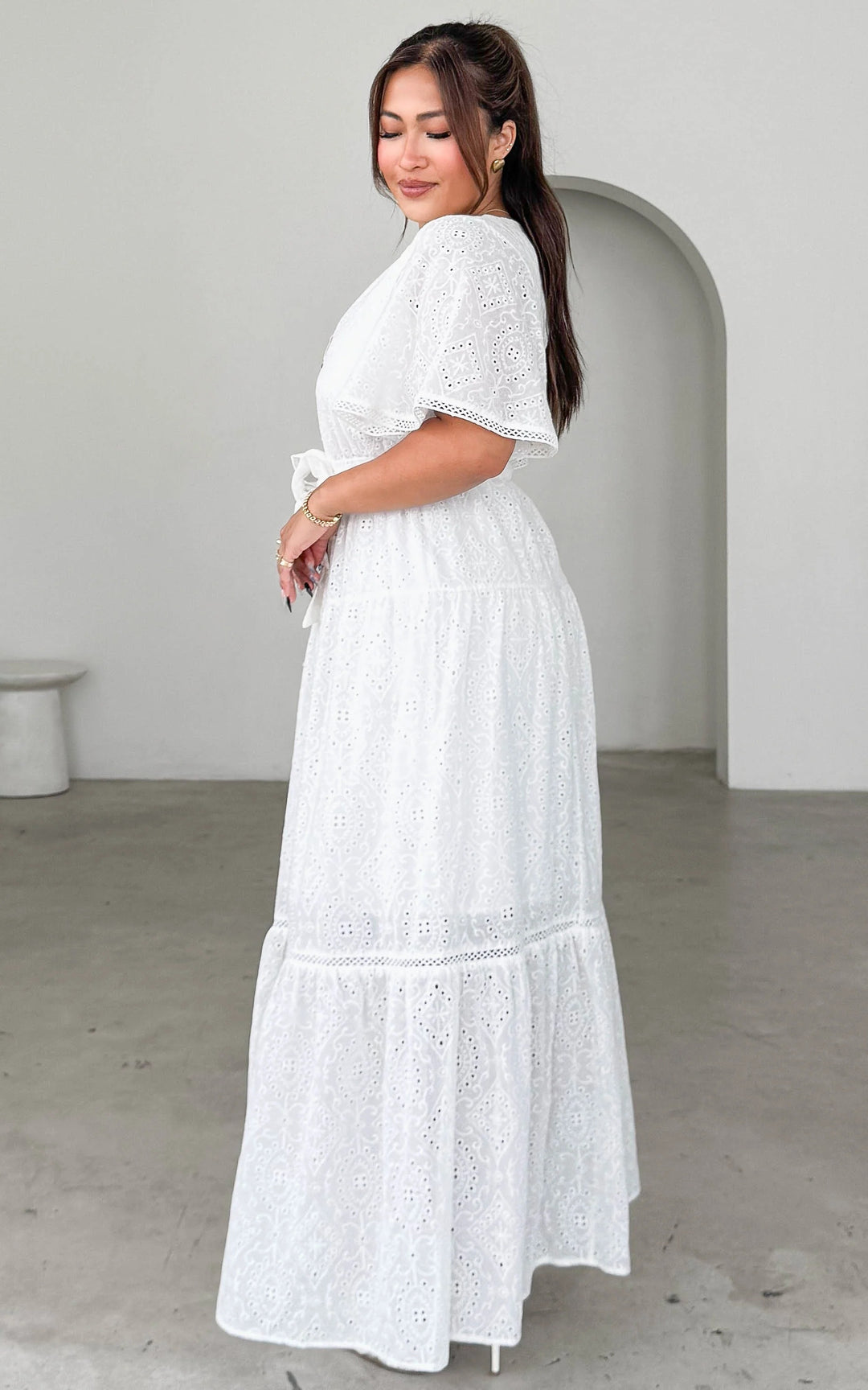 Kesia Maxi Dress - White Eyelet