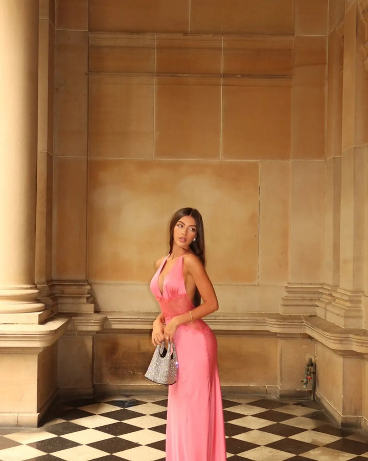 Dinah Lace And Satin Maxi Dress