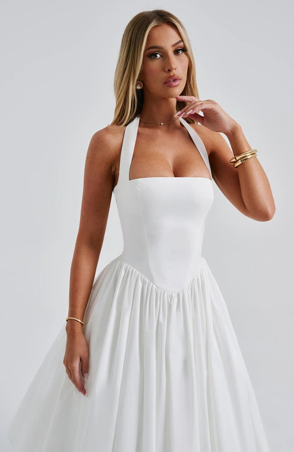 Monet Lace-up Corset Midi Dress