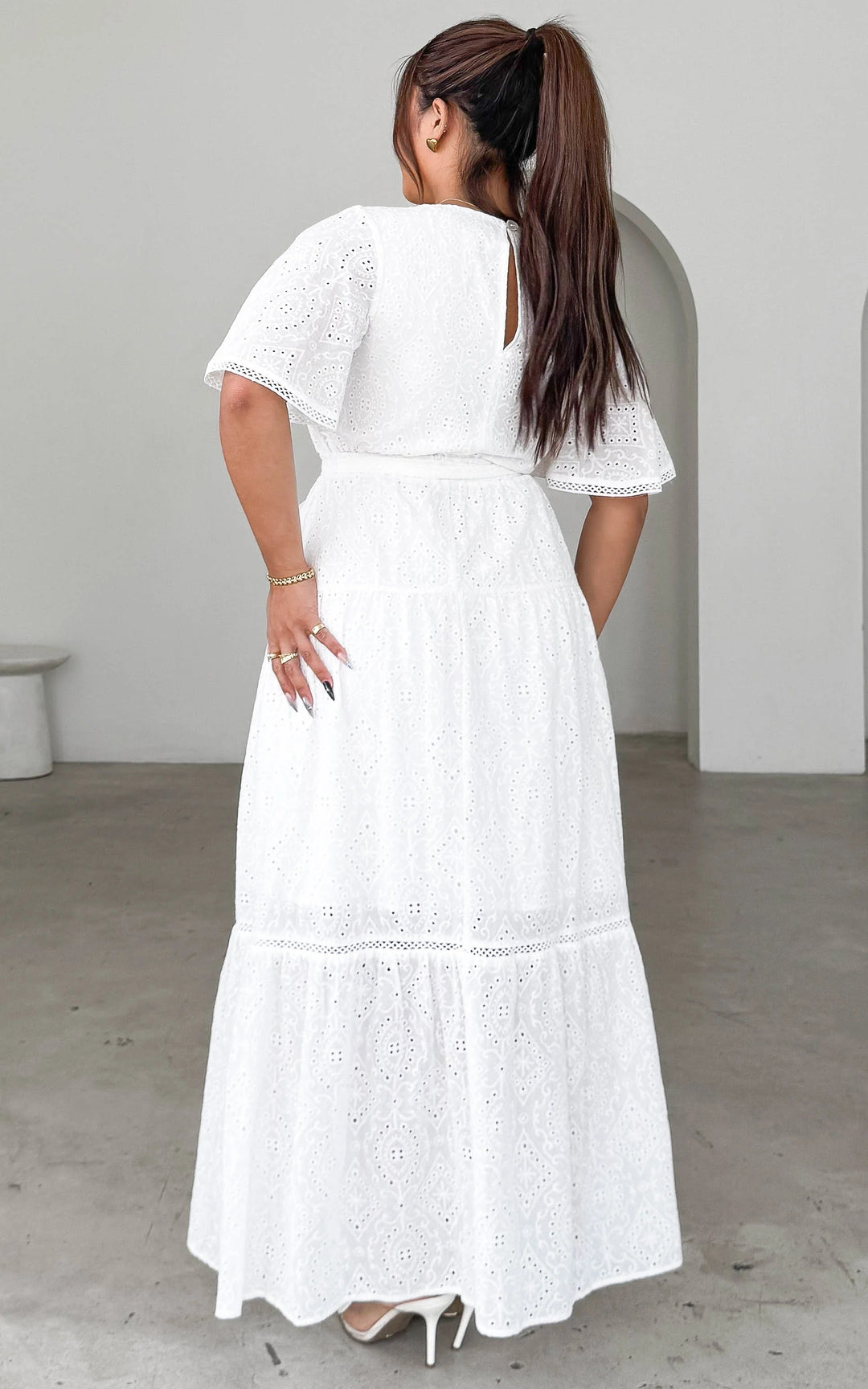 Kesia Maxi Dress - White Eyelet