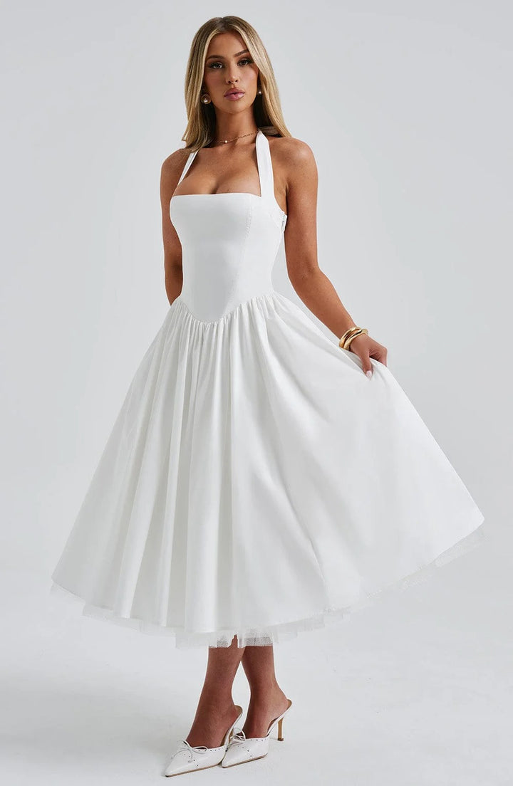 Monet Lace-up Corset Midi Dress