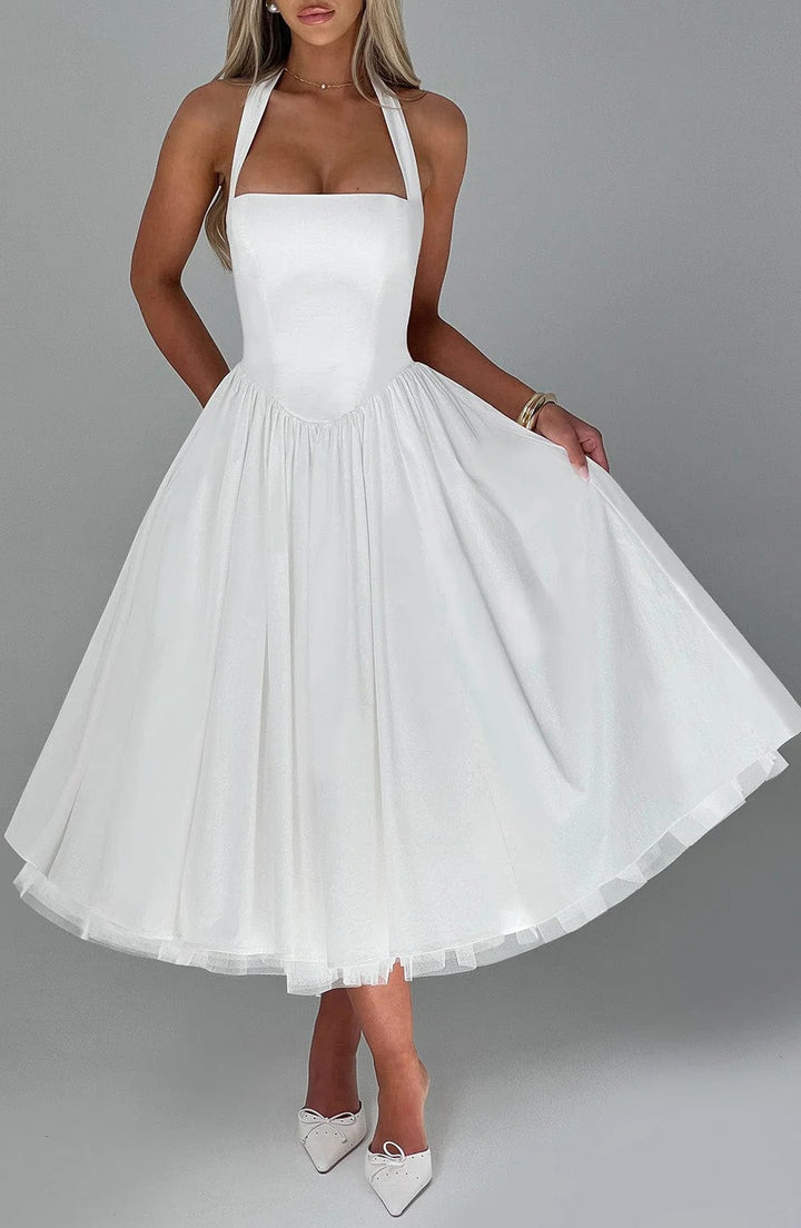 Monet Lace-up Corset Midi Dress