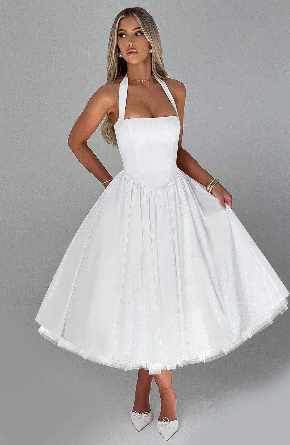 Monet Lace-up Corset Midi Dress
