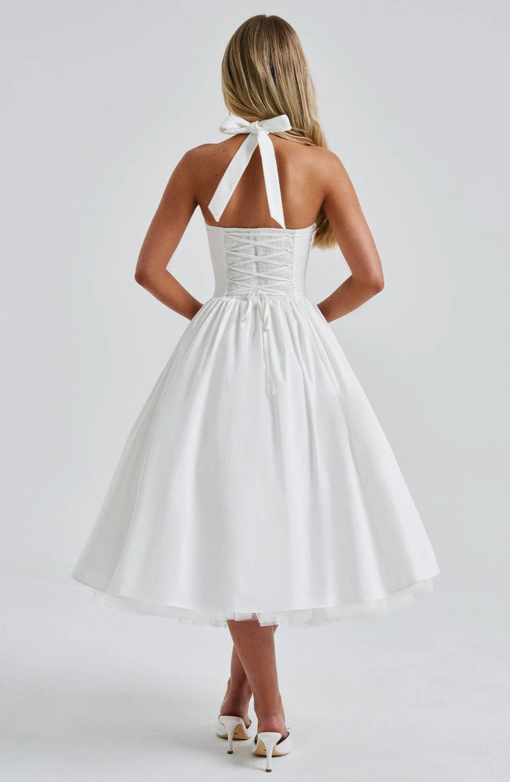 Monet Lace-up Corset Midi Dress