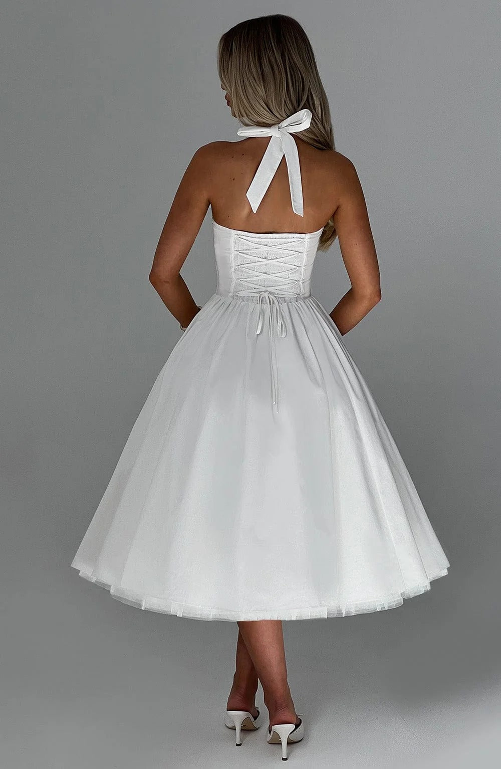 Monet Lace-up Corset Midi Dress