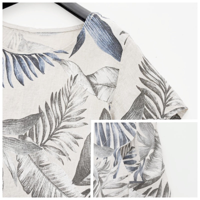 Women's round-neck botanical print dress