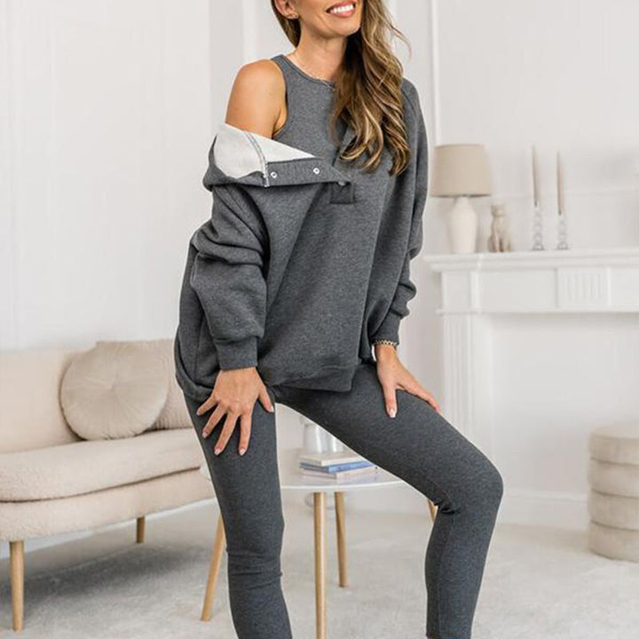 3-piece set for women, hooded sweater, slim vest, and pants, for everyday sport, 2025