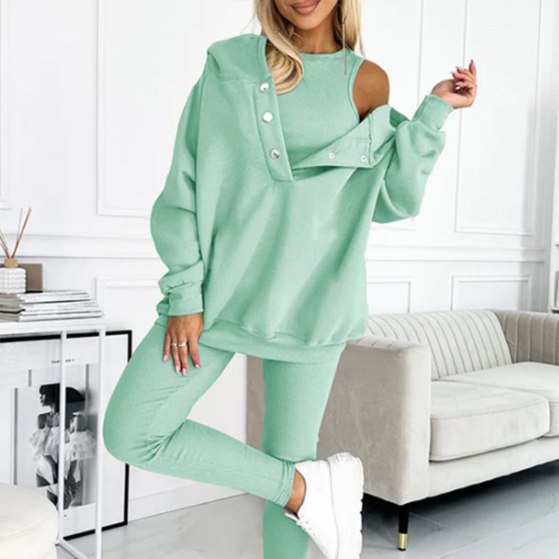 3-piece set for women, hooded sweater, slim vest, and pants, for everyday sport, 2025