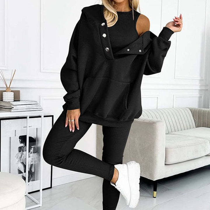 3-piece set for women, hooded sweater, slim vest, and pants, for everyday sport, 2025