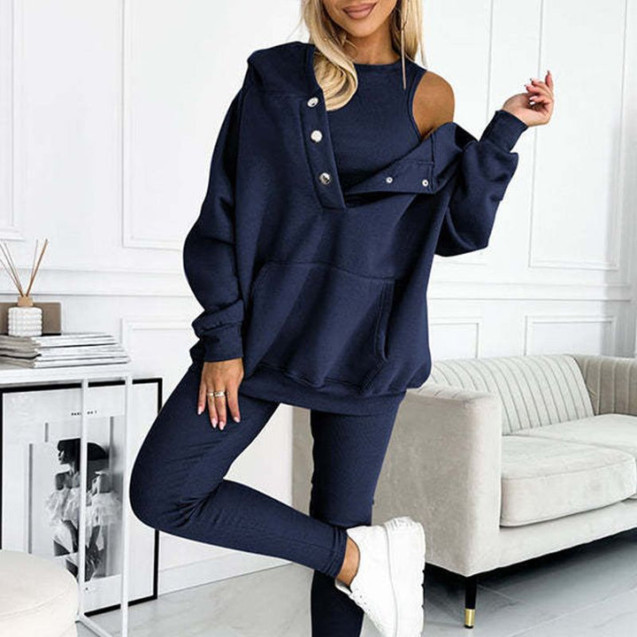 3-piece set for women, hooded sweater, slim vest, and pants, for everyday sport, 2025