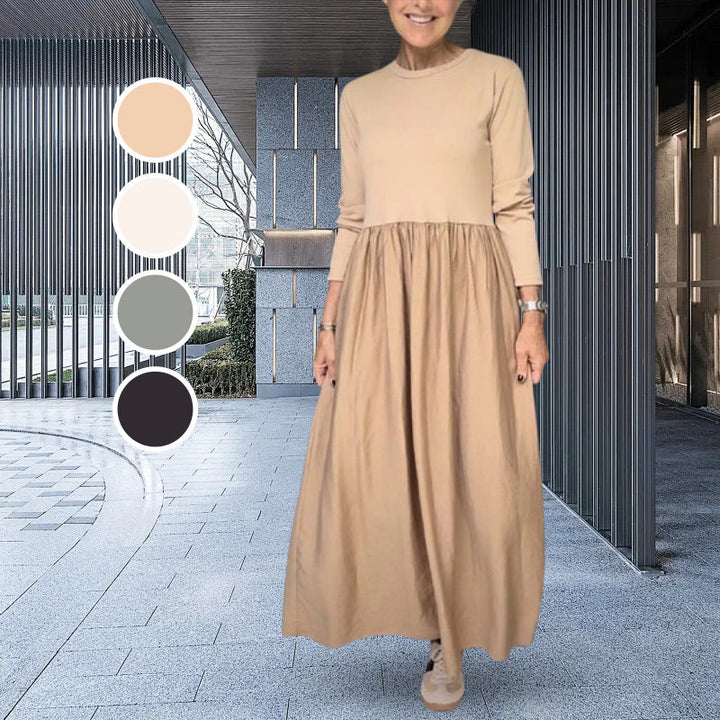 Flowy knit midi dress with long sleeves