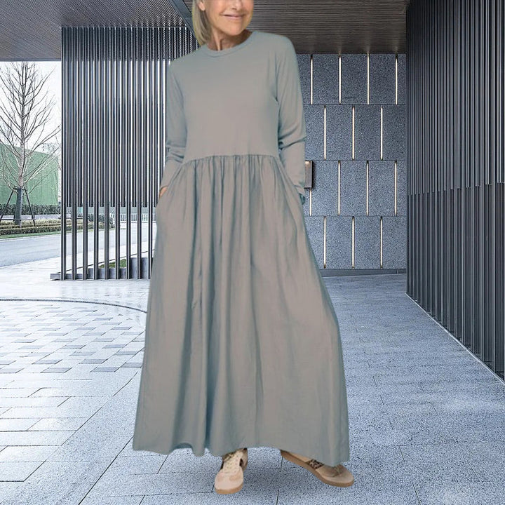 Flowy knit midi dress with long sleeves