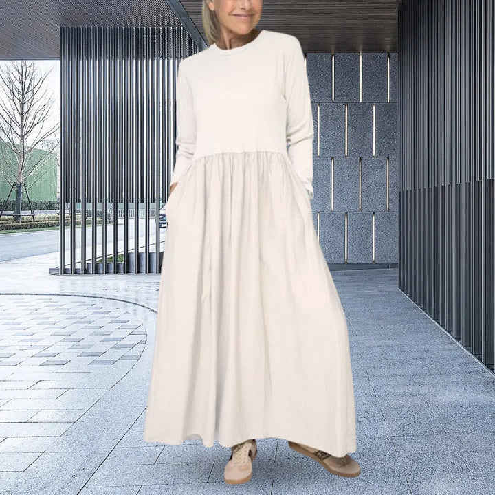 Flowy knit midi dress with long sleeves