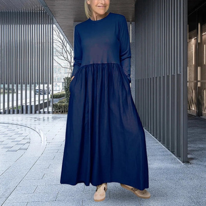 Flowy knit midi dress with long sleeves