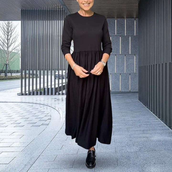Flowy knit midi dress with long sleeves